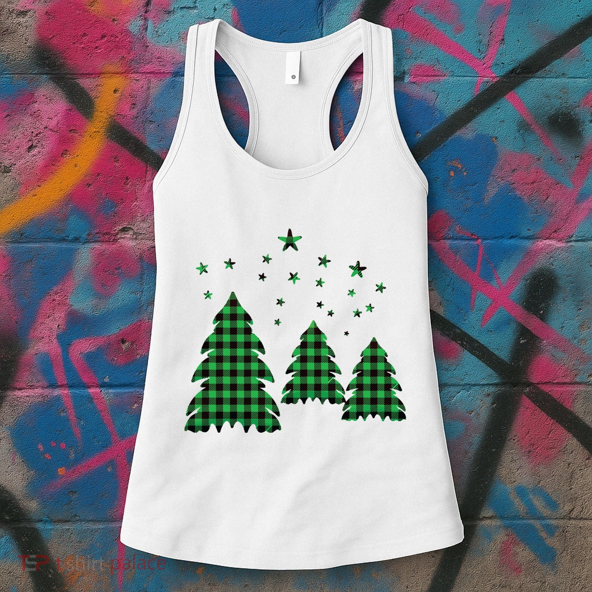 Festive Christmas Trees Pattern Women's Tank Top