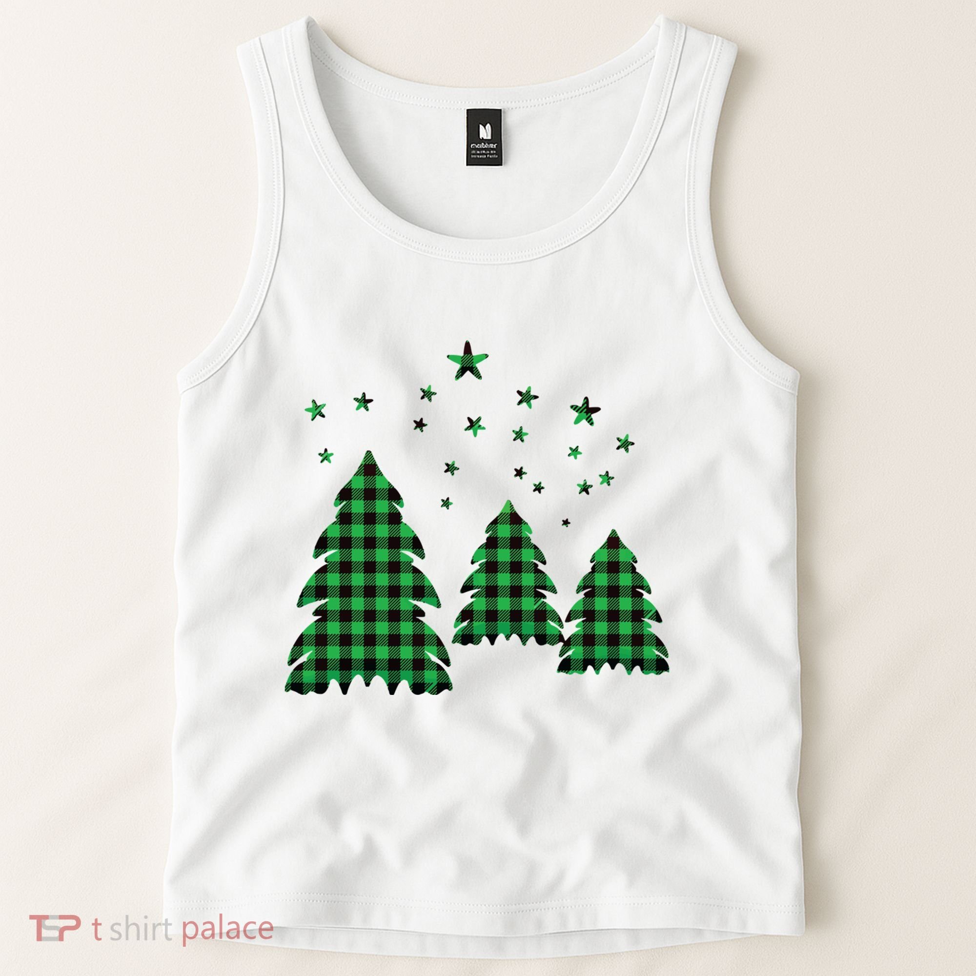 Festive Christmas Trees Pattern Tank Top