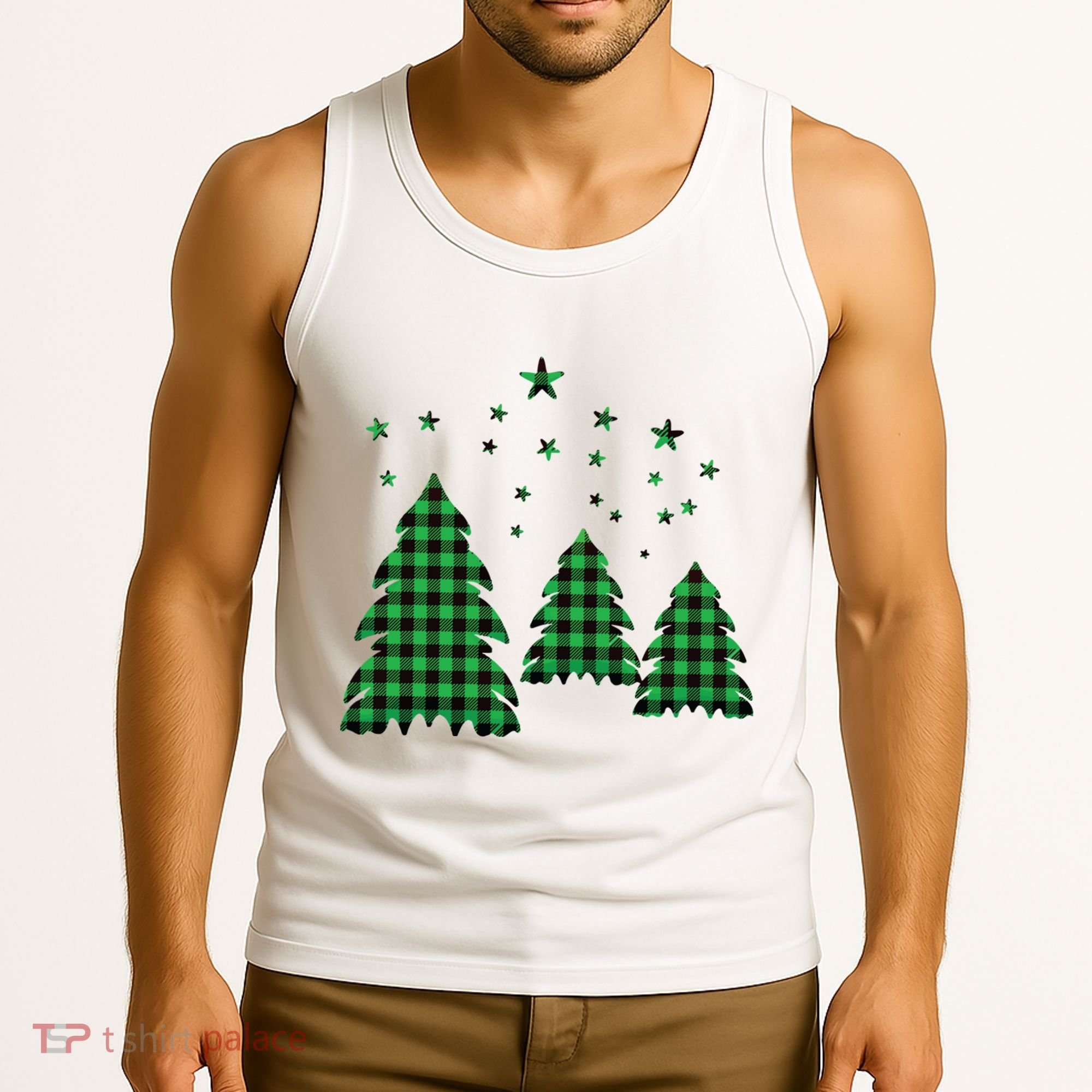 Festive Christmas Trees Pattern Tank Top