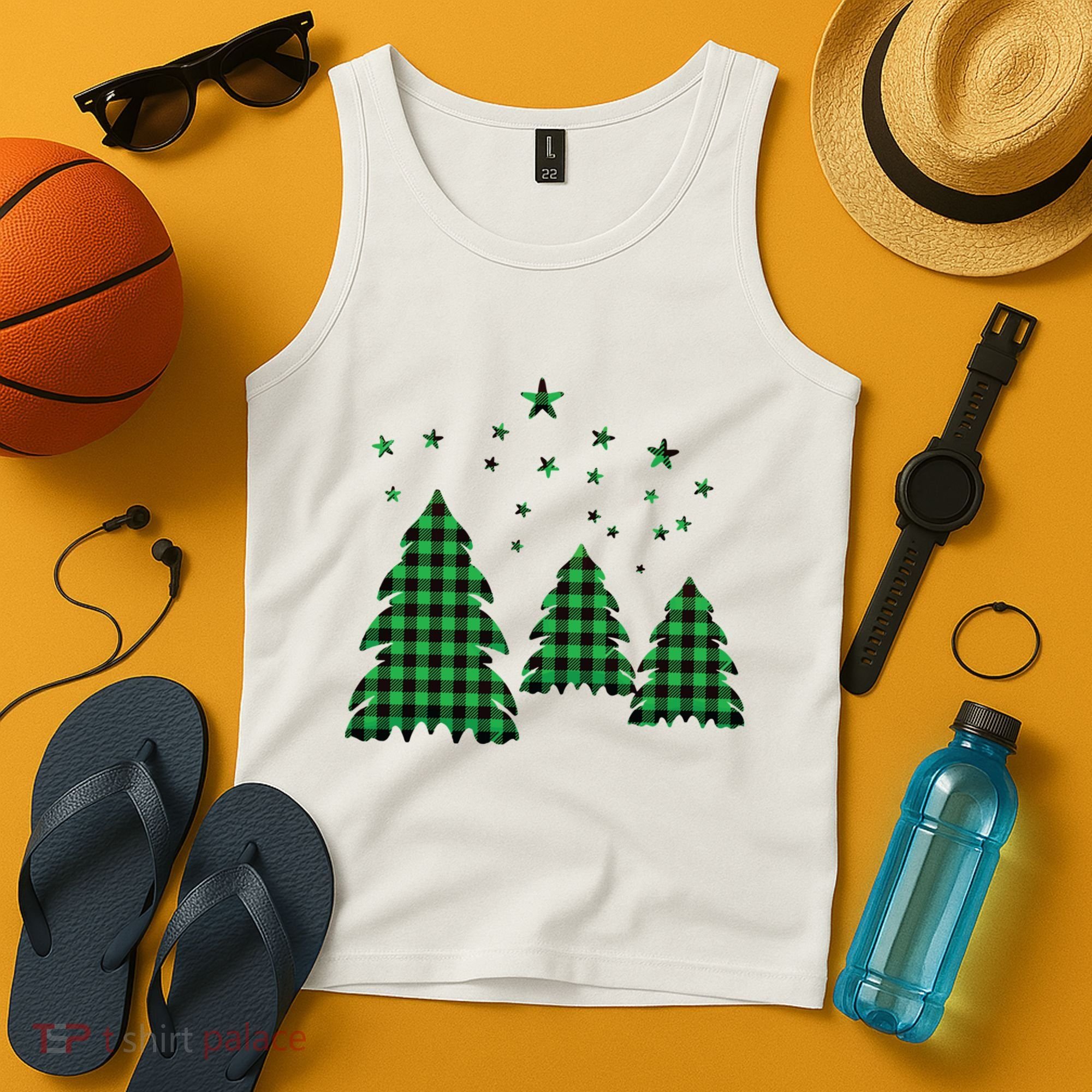 Festive Christmas Trees Pattern Tank Top