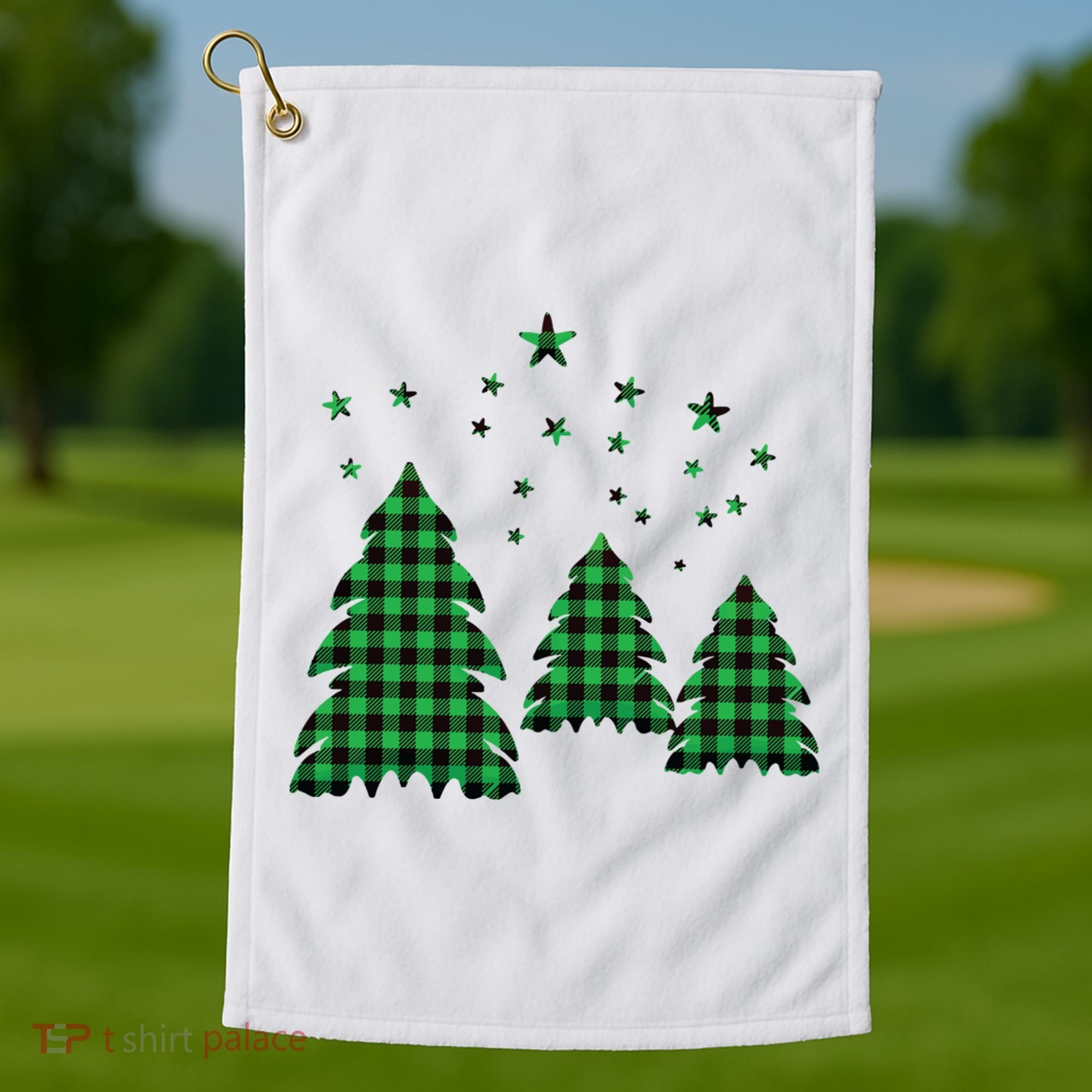 Festive Christmas Trees Pattern Golf Towel