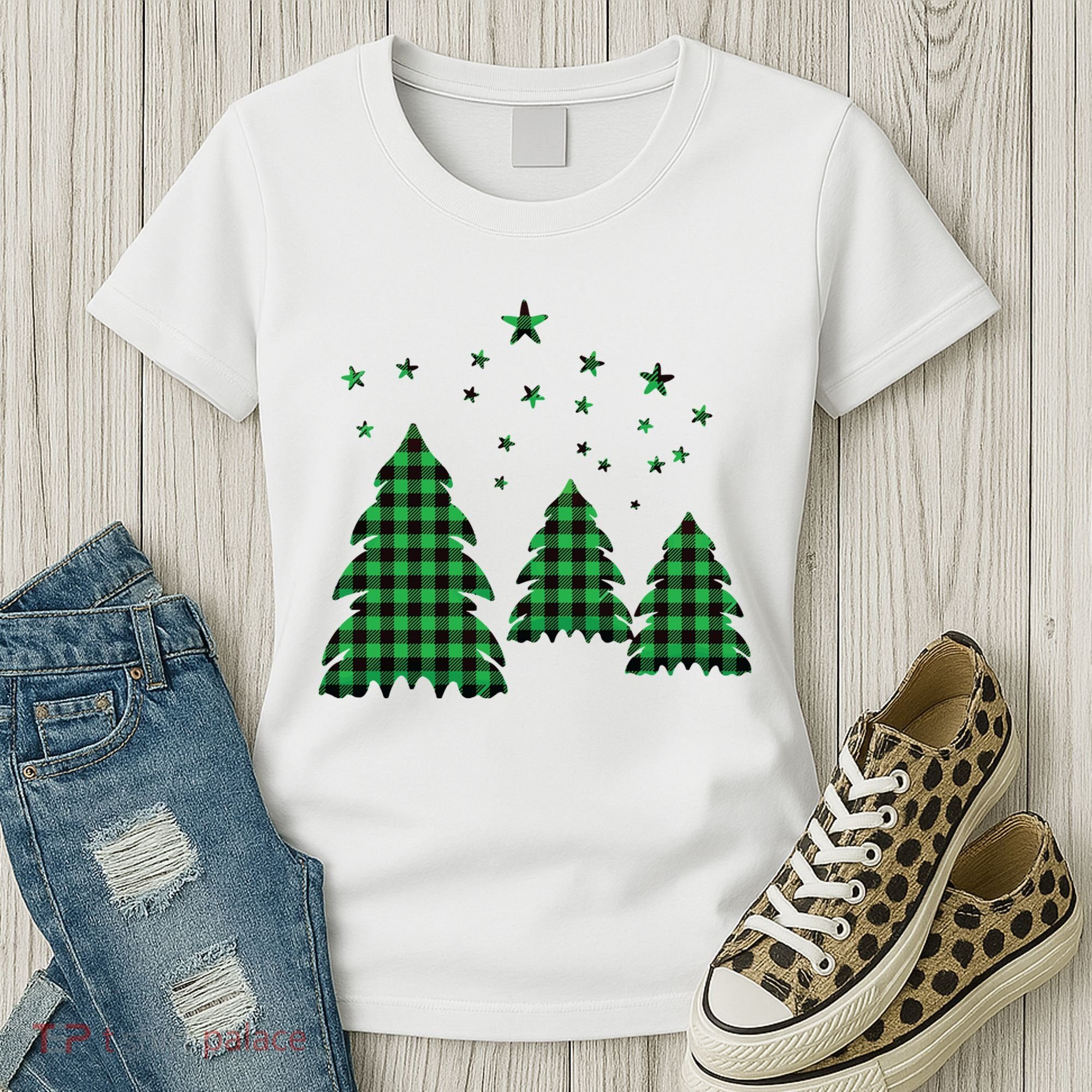 Festive Christmas Trees Pattern Women's T-Shirt