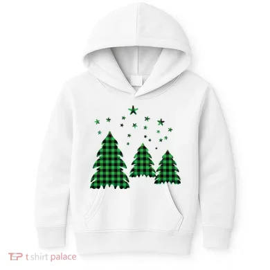 Festive Christmas Trees Pattern Kids Hoodie