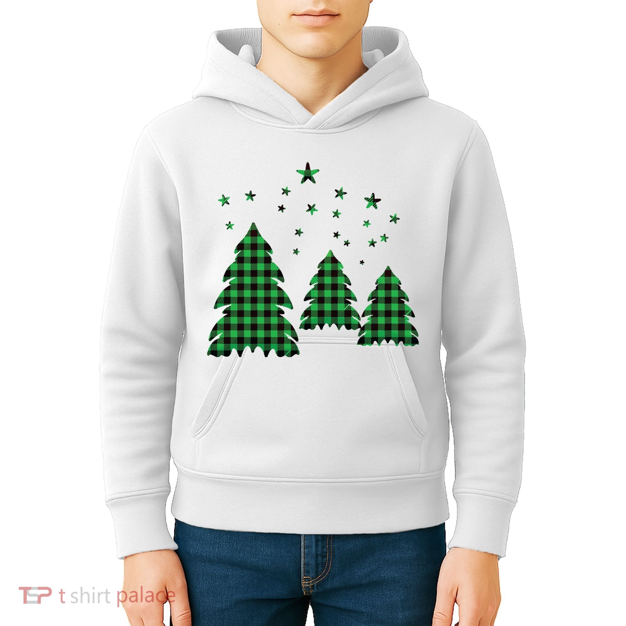 Festive Christmas Trees Pattern Kids Hoodie