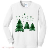Festive Christmas Trees Pattern Kids Long Sleeve Shirt thumb 0