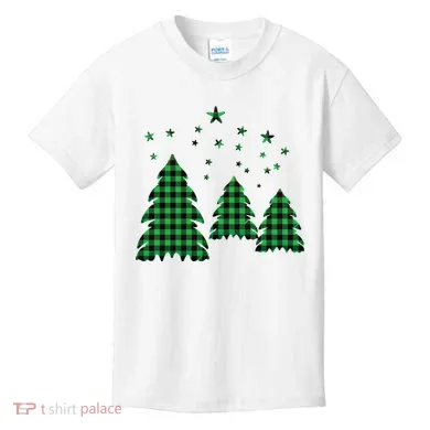Festive Christmas Trees Pattern Kids T-Shirt