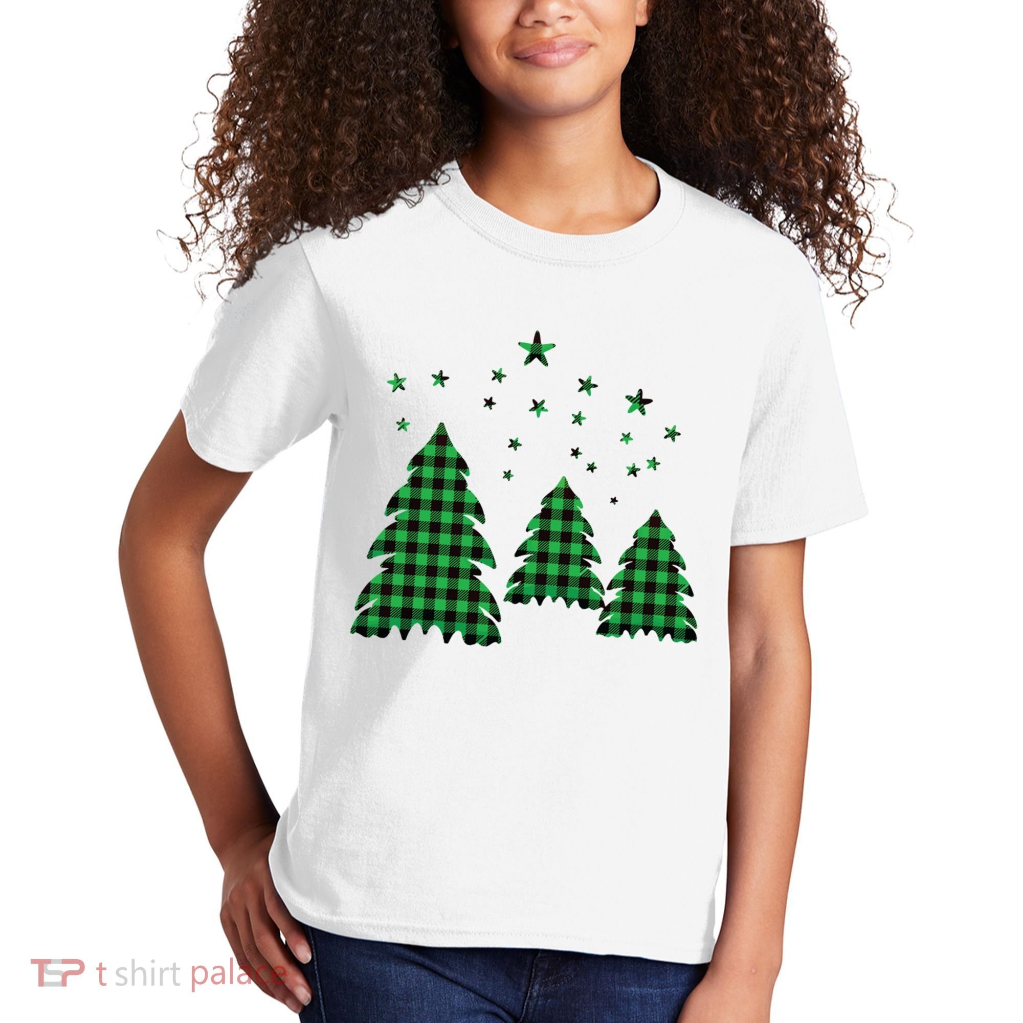 Festive Christmas Trees Pattern Kids T-Shirt