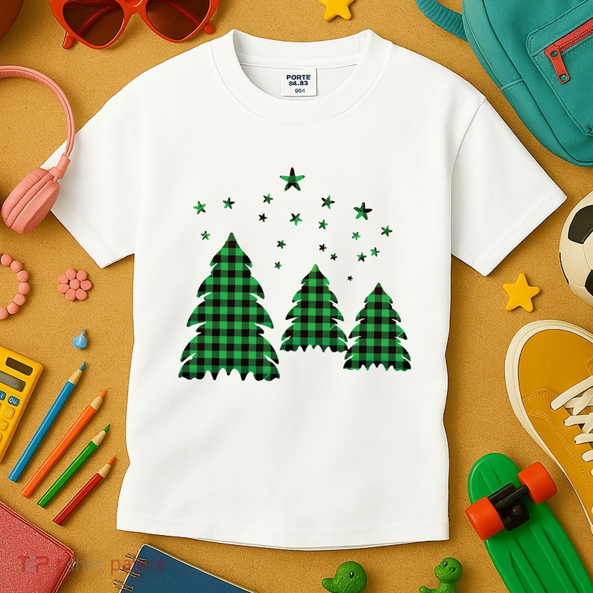 Festive Christmas Trees Pattern Kids T-Shirt