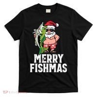 Funny Christmas Themed Bass Fishing Gift Merry Fishmas T-Shirt thumb 0