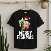 Funny Christmas Themed Bass Fishing Gift Merry Fishmas T-Shirt thumb 2