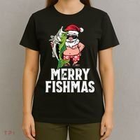 Funny Christmas Themed Bass Fishing Gift Merry Fishmas T-Shirt thumb 4