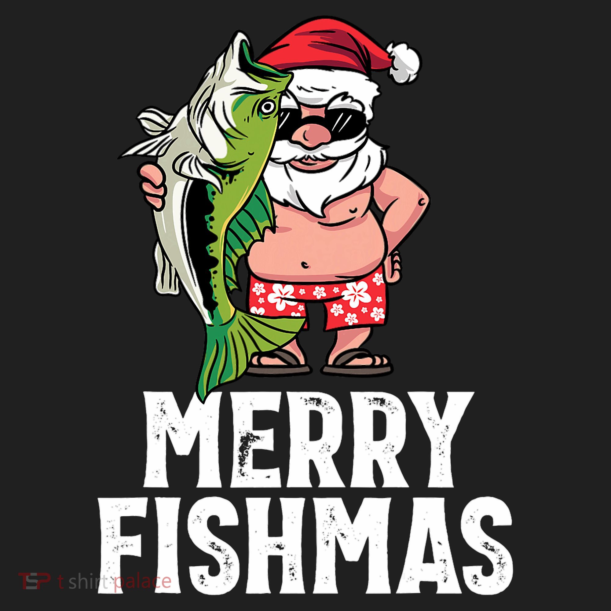 Funny Christmas Themed Bass Fishing Gift Merry Fishmas Beanie