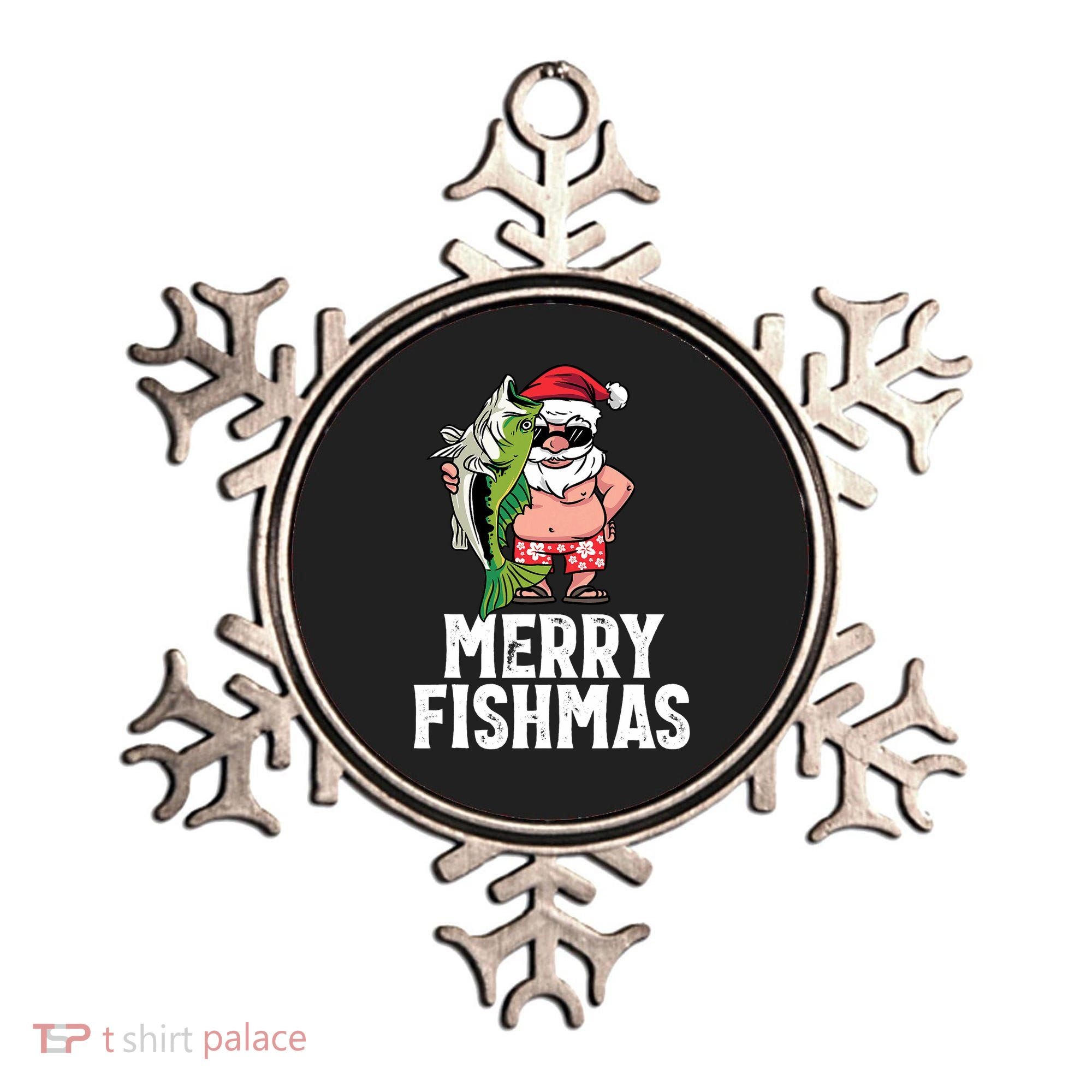 Funny Christmas Themed Bass Fishing Gift Merry Fishmas Ornament