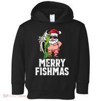 Funny Christmas Themed Bass Fishing Gift Merry Fishmas Toddler Hoodie thumb 0