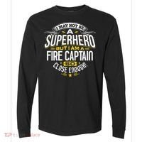 Fire Captain T Gift Idea Superhero Fireman Comfort Colors Heavyweight Long Sleeve T-Shirt thumb 0