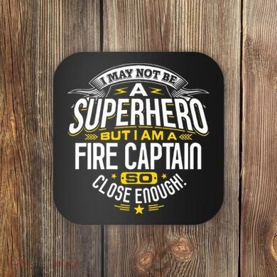 Fire Captain T Gift Idea Superhero Fireman Coaster