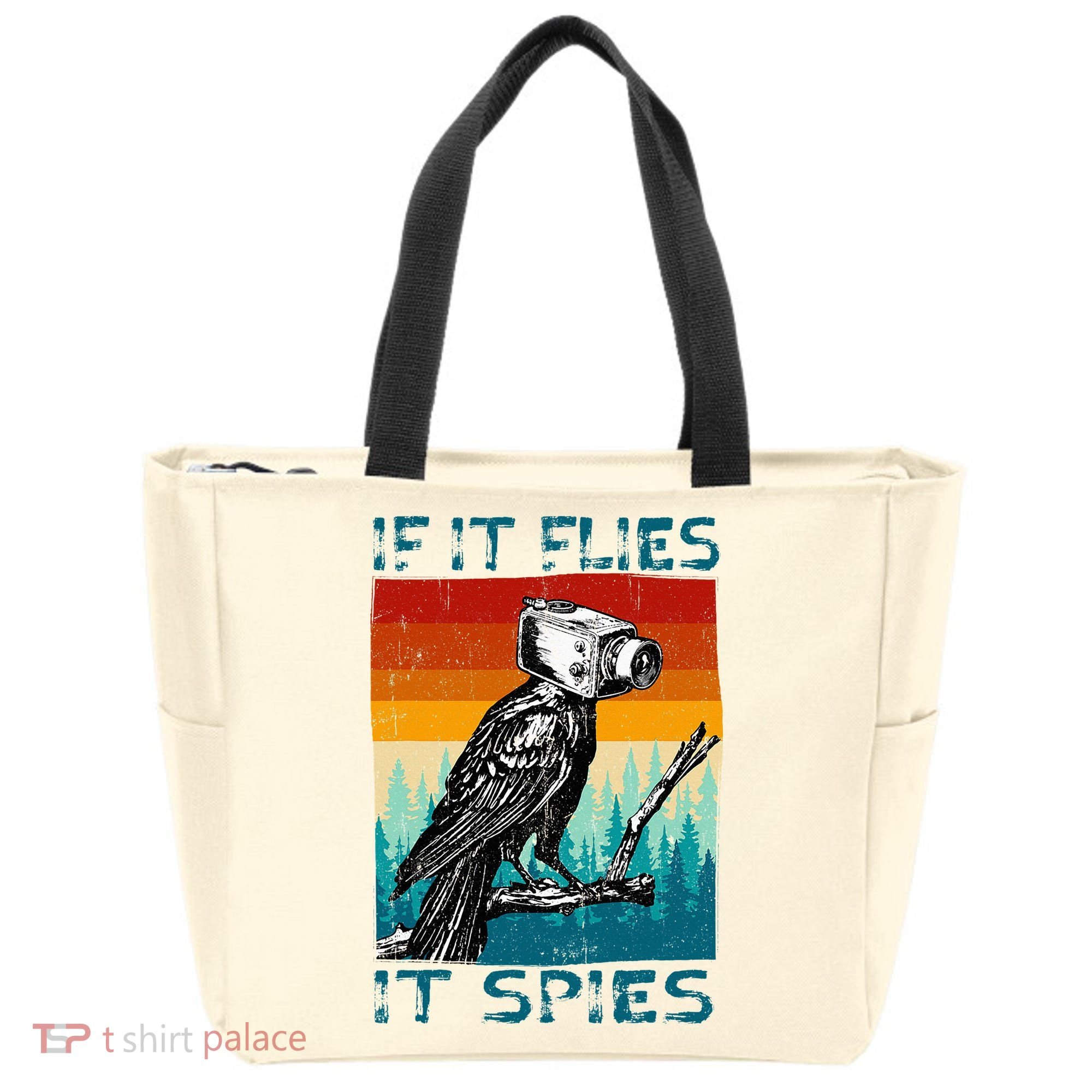 Funny Conspiracy Theory If It Flies It S.P.I.E.S Pigeon Bird Tote Bag
