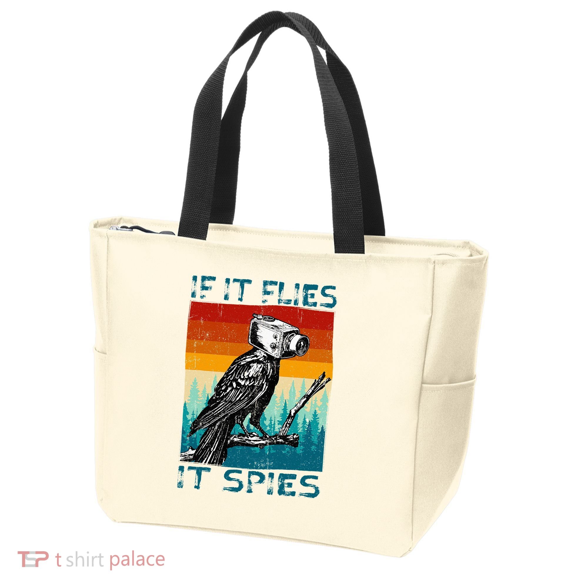 Funny Conspiracy Theory If It Flies It S.P.I.E.S Pigeon Bird Tote Bag