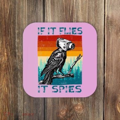 Funny Conspiracy Theory If It Flies It S.P.I.E.S Pigeon Bird Coaster