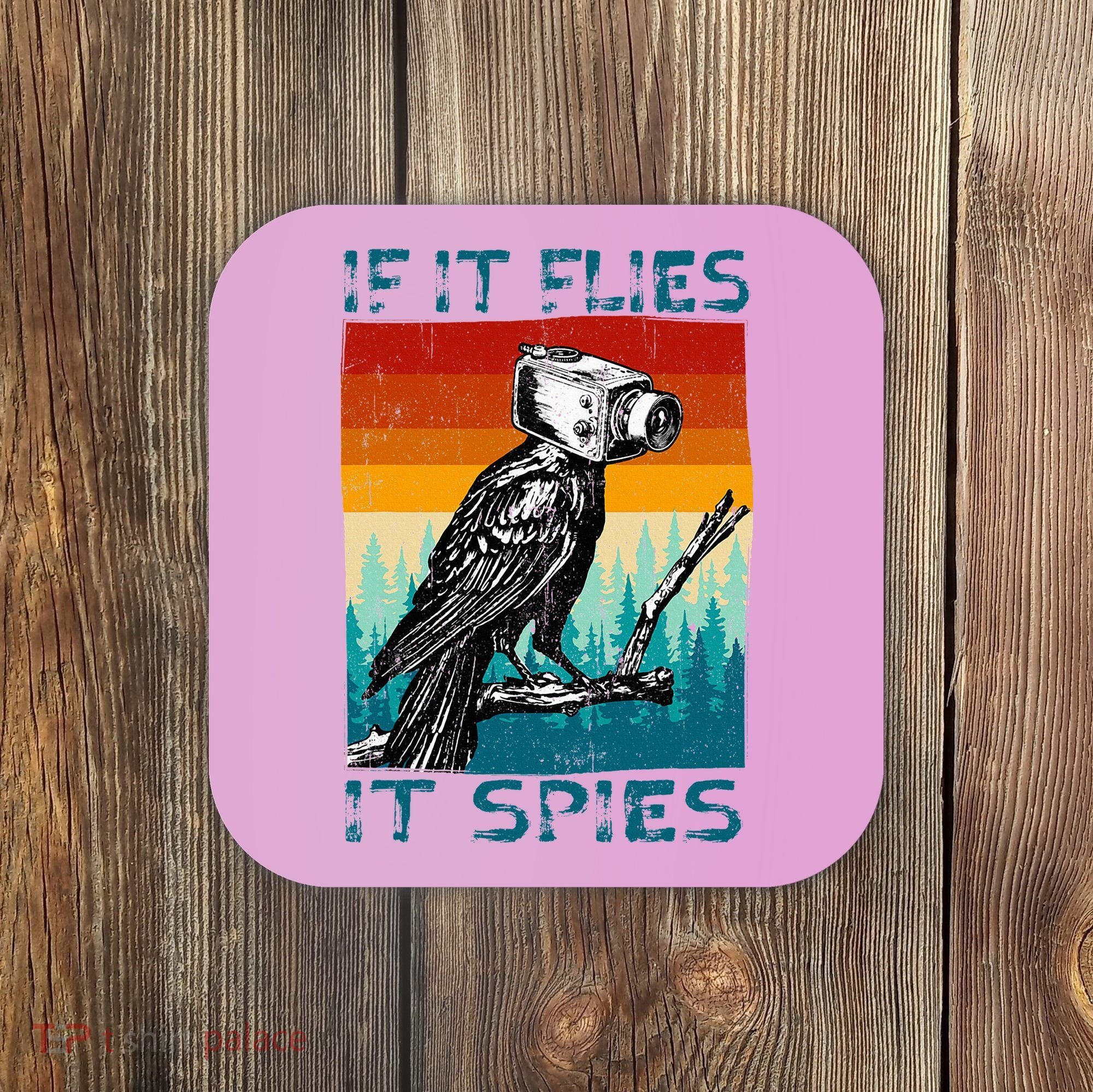 Funny Conspiracy Theory If It Flies It S.P.I.E.S Pigeon Bird Coaster