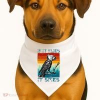 Funny Conspiracy Theory If It Flies It S.P.I.E.S Pigeon Bird USA-Made Doggie Bandana thumb 1