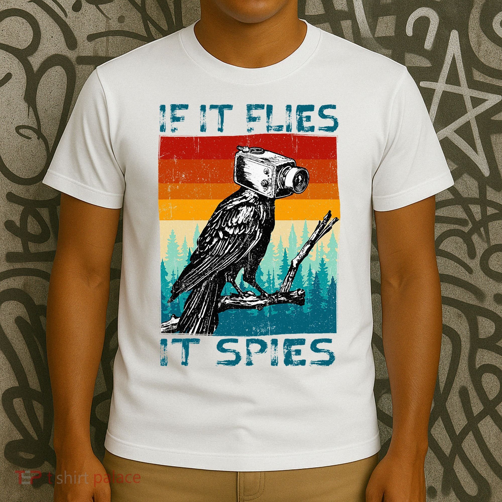 Funny Conspiracy Theory If It Flies It S.P.I.E.S Pigeon Bird T-Shirt