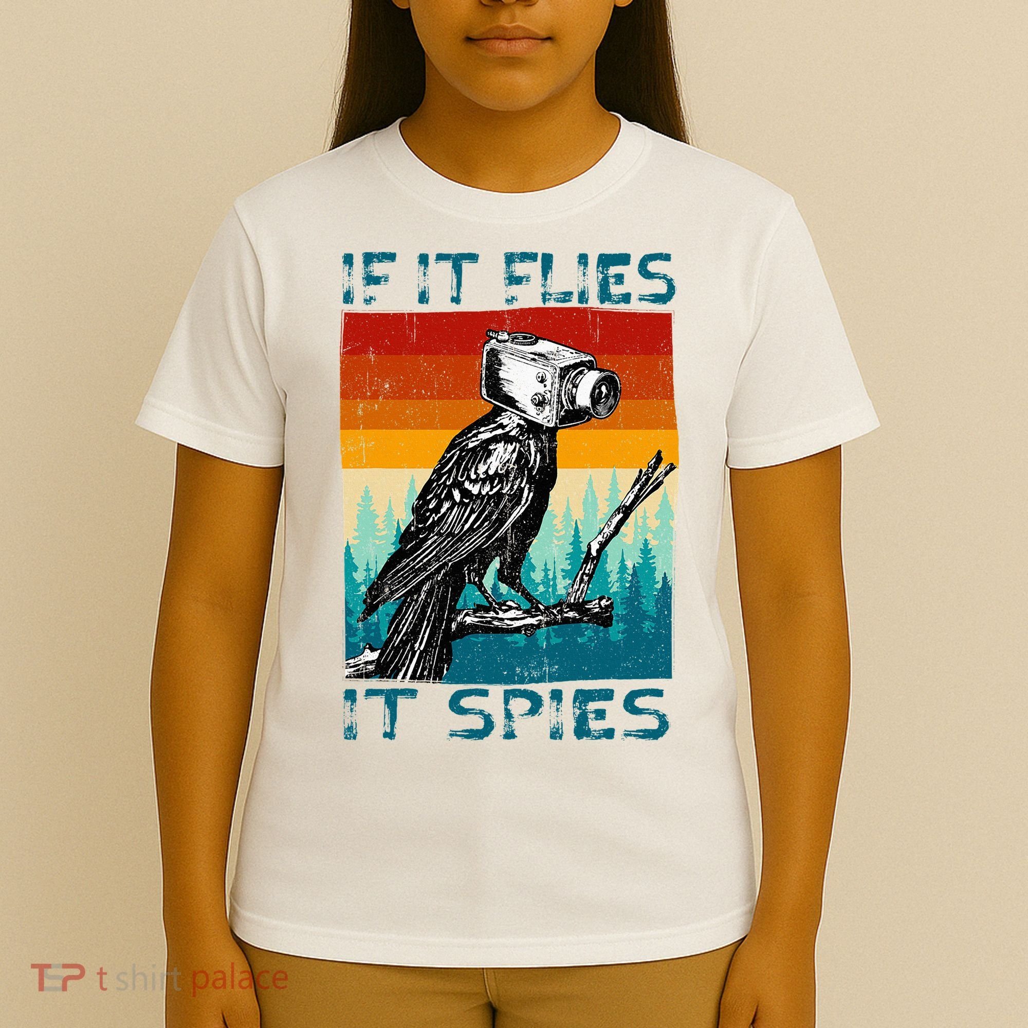 Funny Conspiracy Theory If It Flies It S.P.I.E.S Pigeon Bird T-Shirt