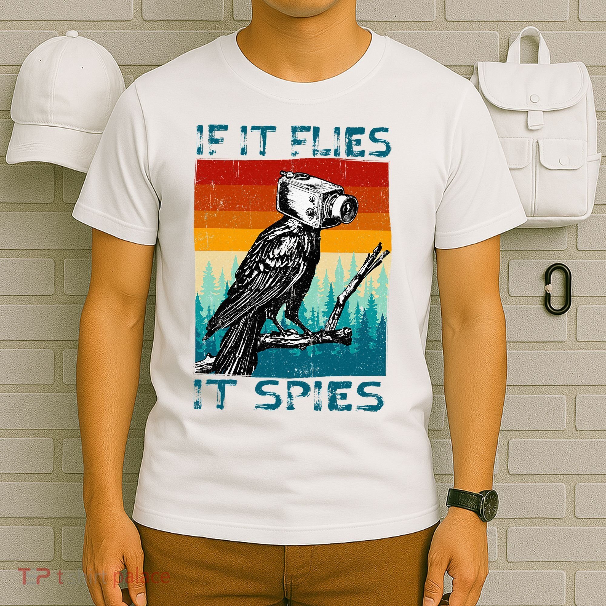 Funny Conspiracy Theory If It Flies It S.P.I.E.S Pigeon Bird T-Shirt