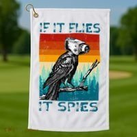 Funny Conspiracy Theory If It Flies It S.P.I.E.S Pigeon Bird Golf Towel thumb 1