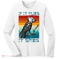 Funny Conspiracy Theory If It Flies It S.P.I.E.S Pigeon Bird Women's Long Sleeve Shirt thumb 0