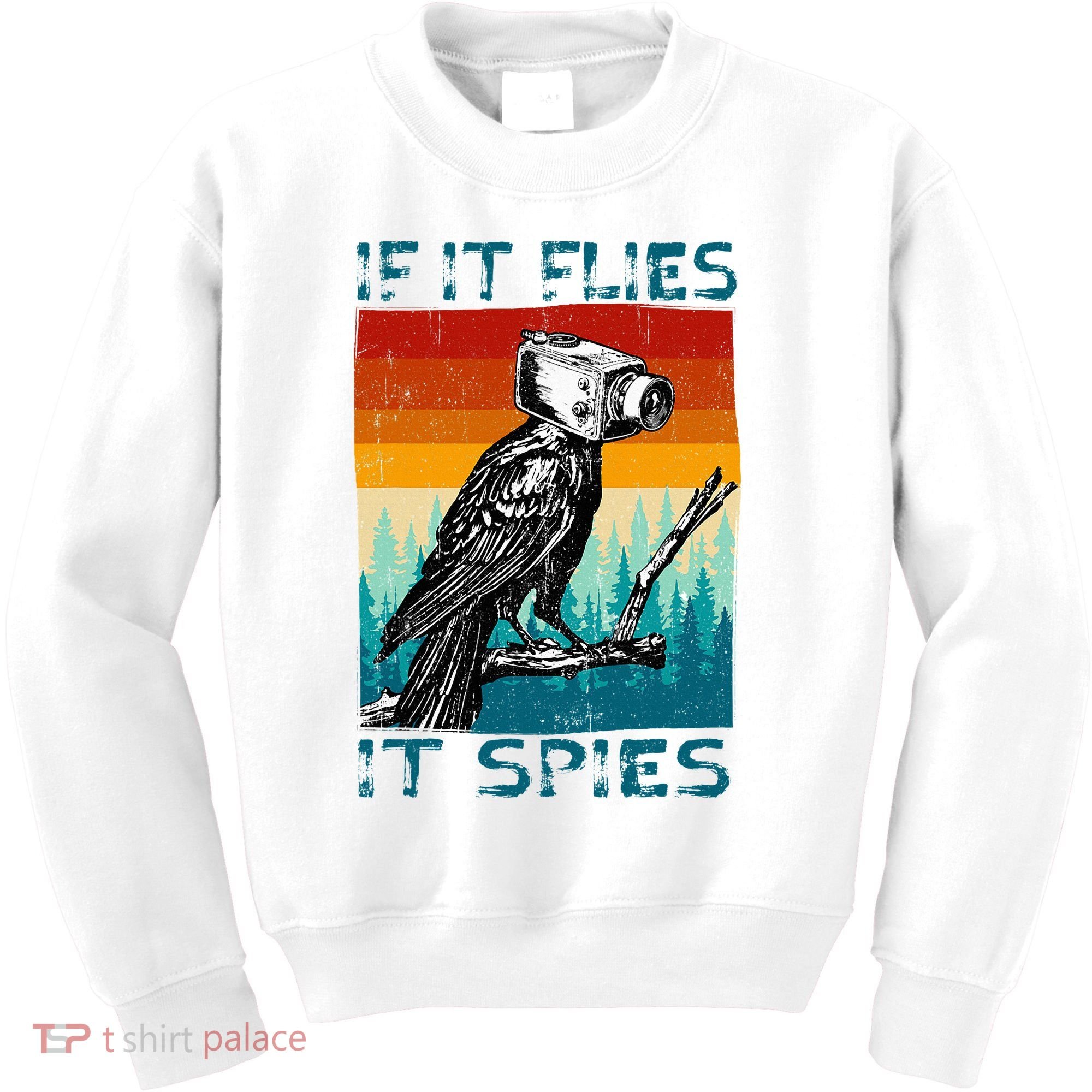 Funny Conspiracy Theory If It Flies It S.P.I.E.S Pigeon Bird Kids Sweatshirt