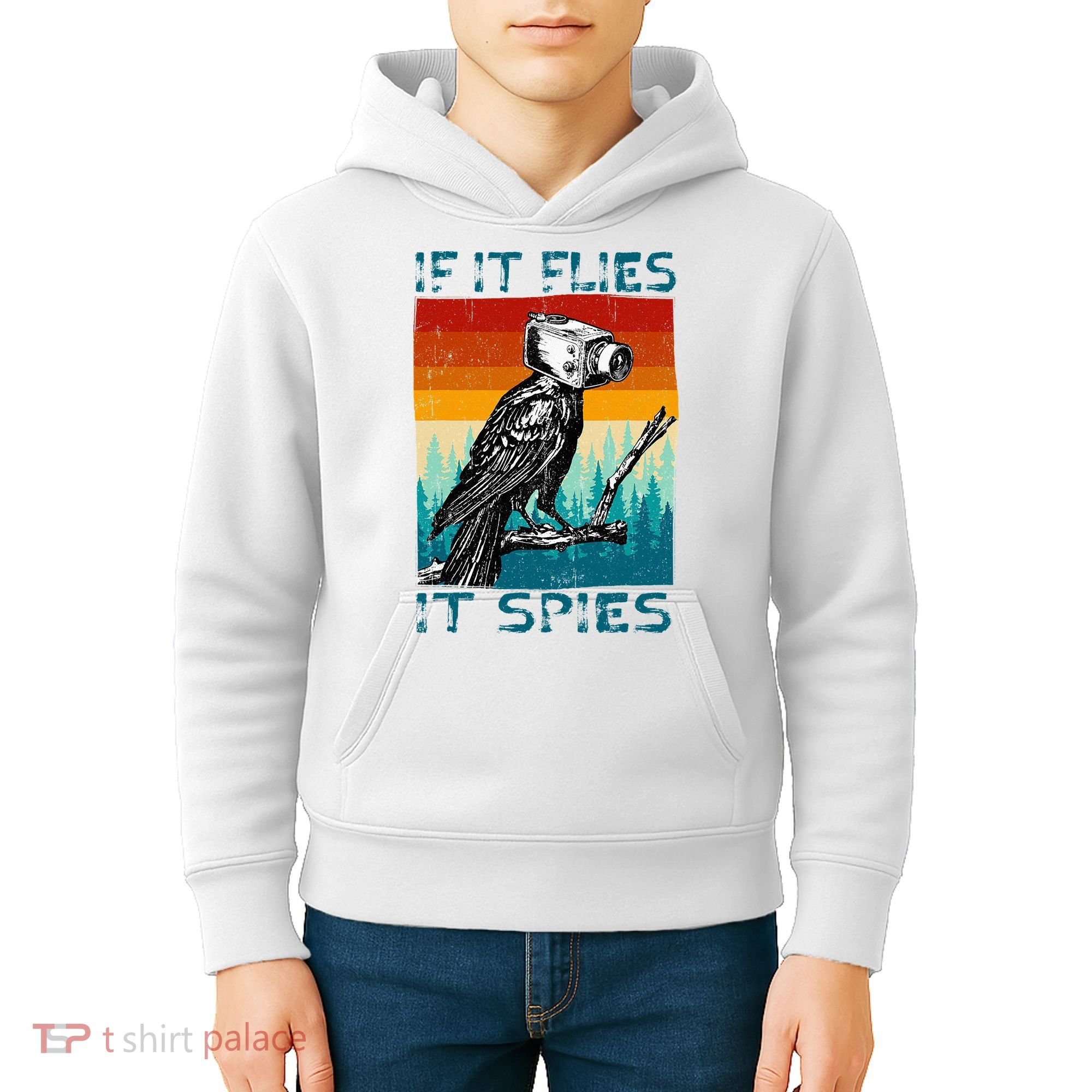 Funny Conspiracy Theory If It Flies It S.P.I.E.S Pigeon Bird Kids Hoodie