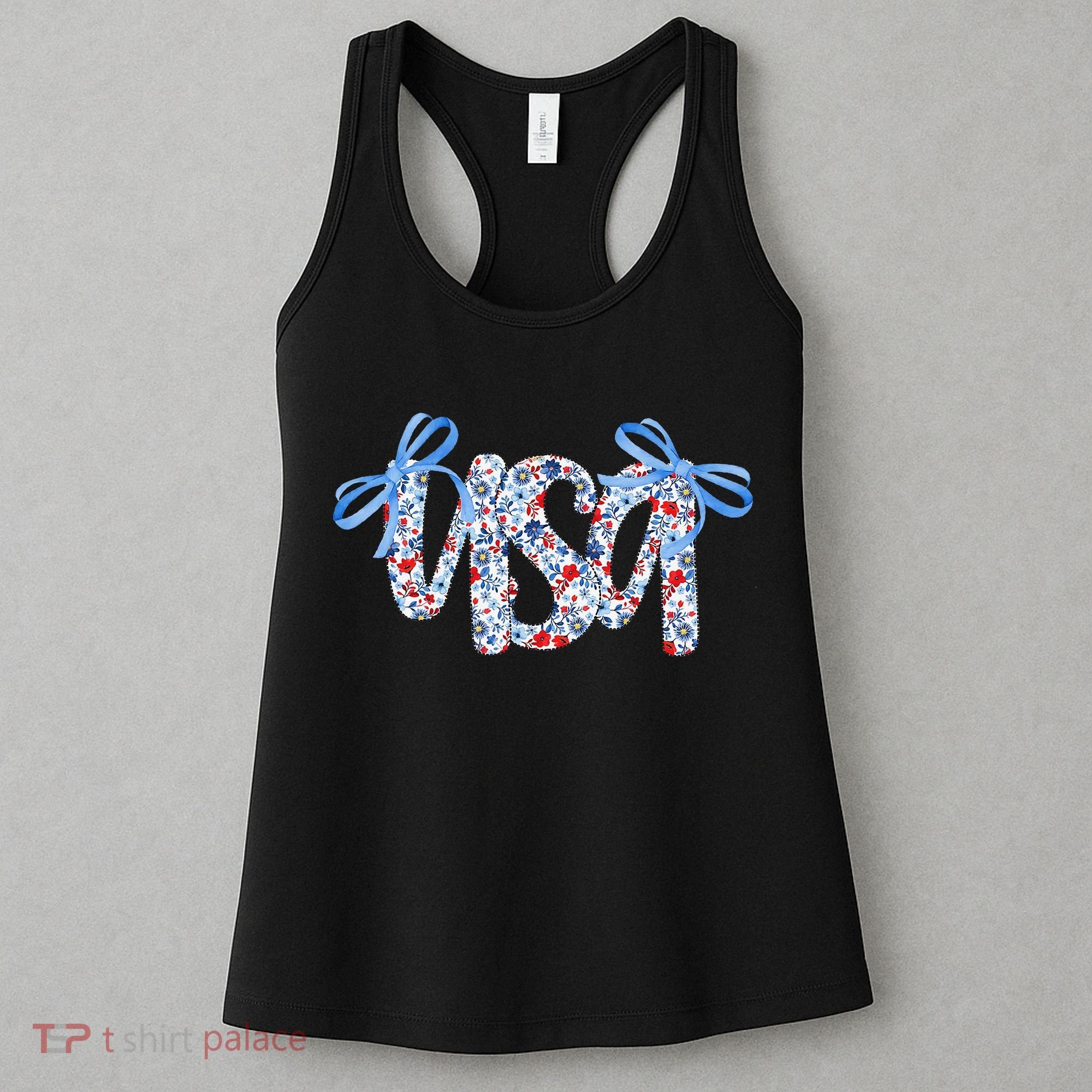 Floral Coquette USA America 4th Of July Independence Day Women's Tank Top