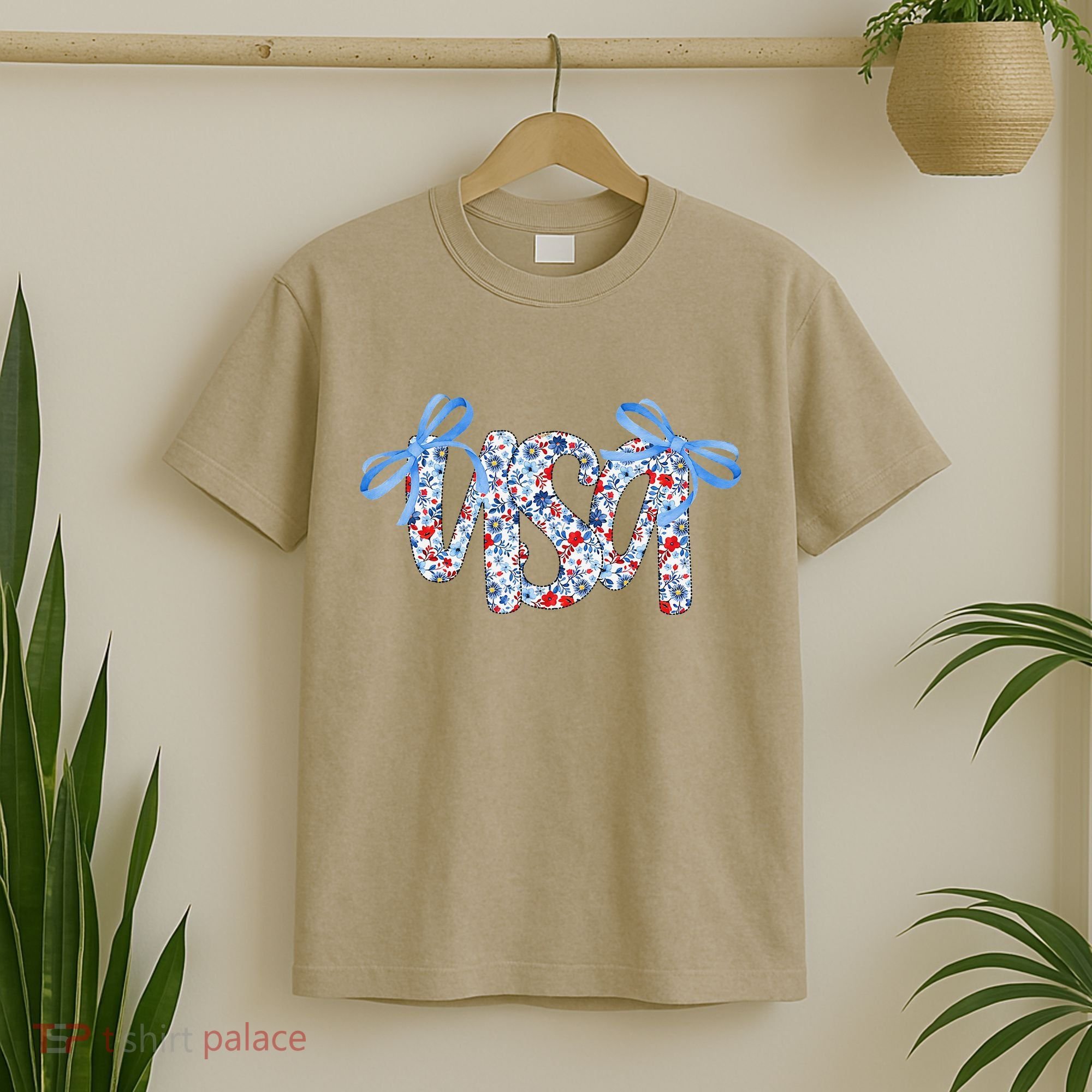 Floral Coquette USA America 4th Of July Independence Day T-Shirt