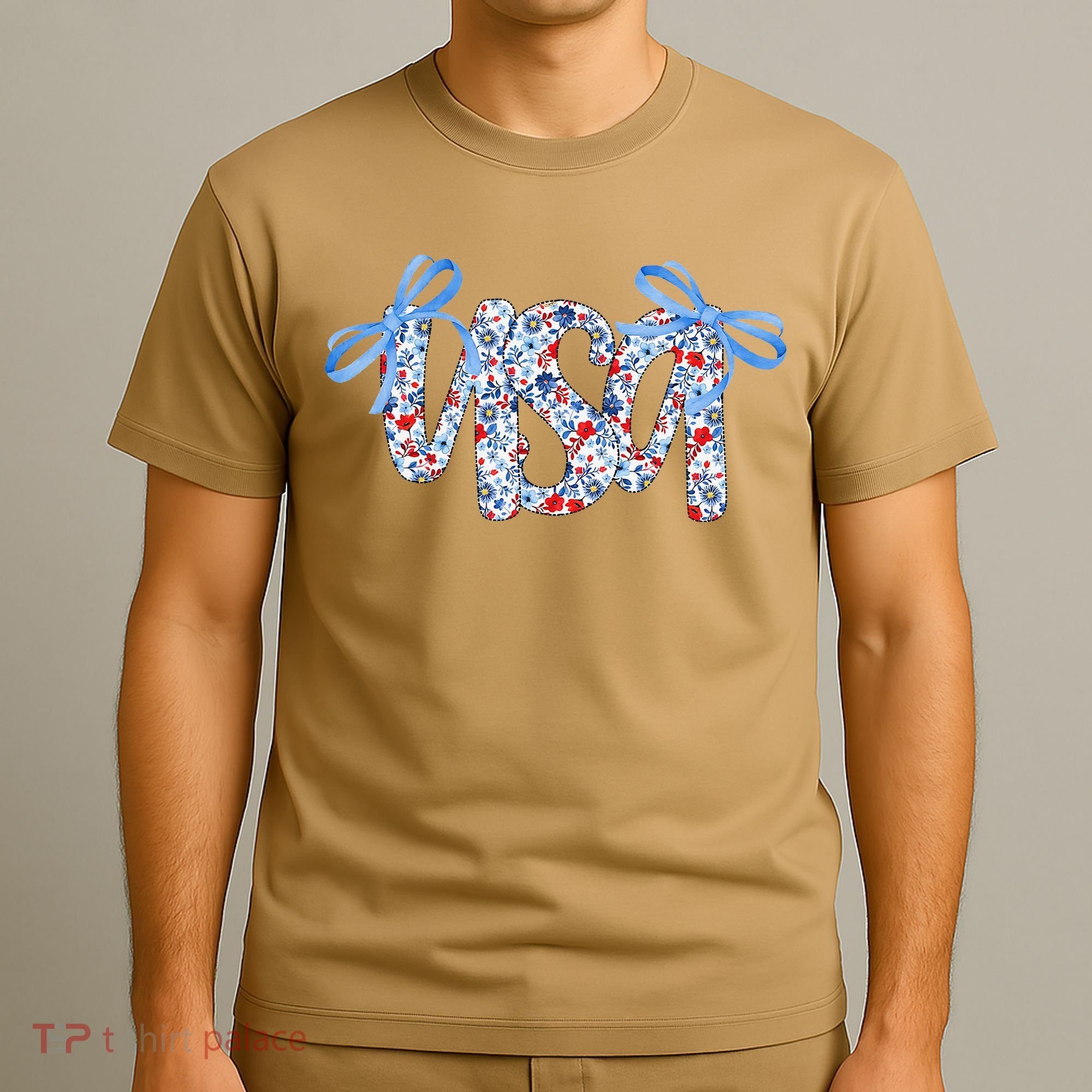 Floral Coquette USA America 4th Of July Independence Day T-Shirt