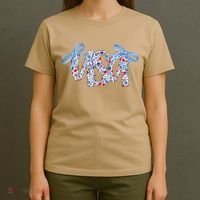 Floral Coquette USA America 4th Of July Independence Day T-Shirt thumb 4