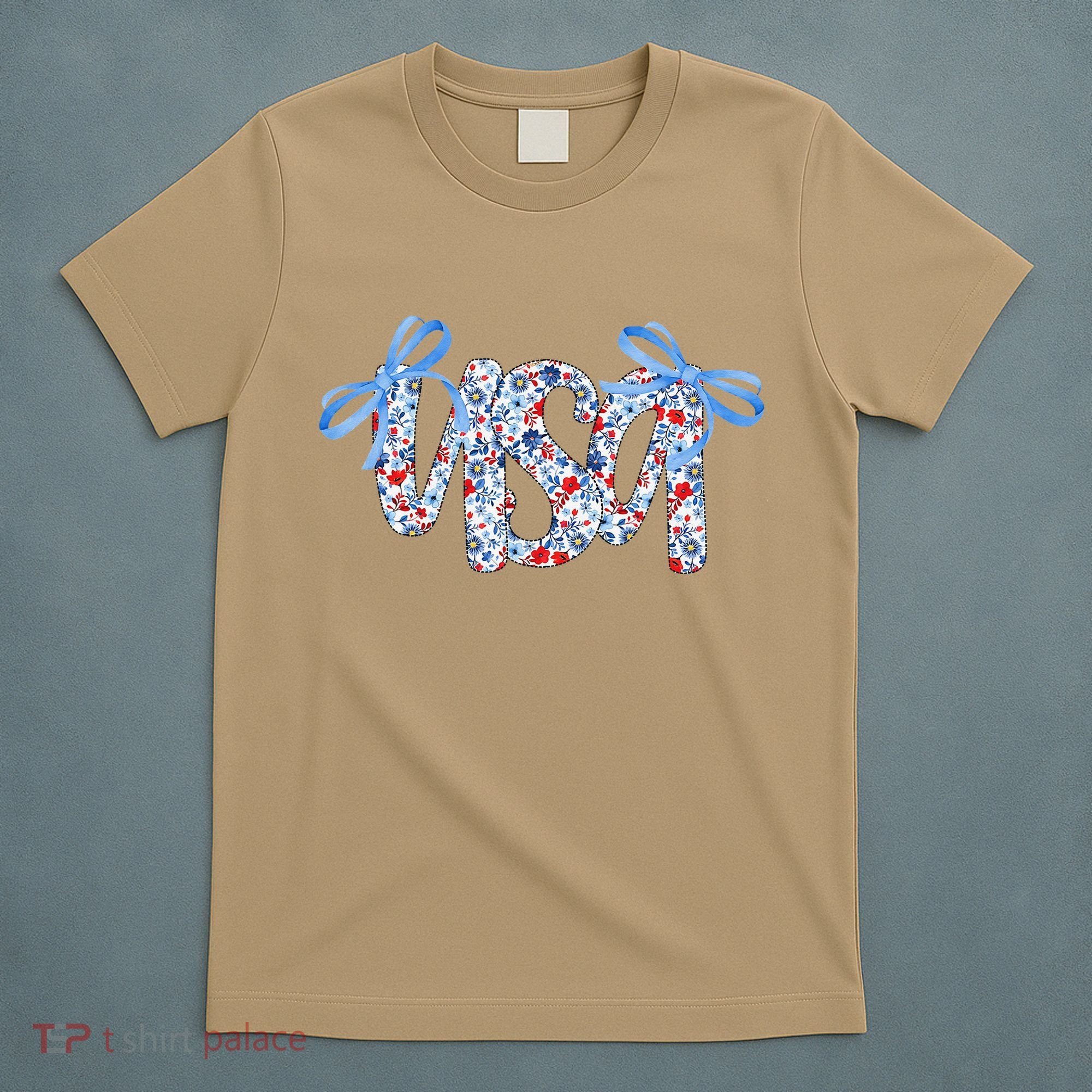 Floral Coquette USA America 4th Of July Independence Day T-Shirt