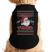 Funny Christmas Ugly Sweater Santa Ask Your Mom If I'm Real Doggie Tank thumb 0