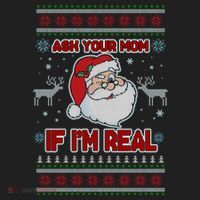 Funny Christmas Ugly Sweater Santa Ask Your Mom If I'm Real Beanie thumb 2
