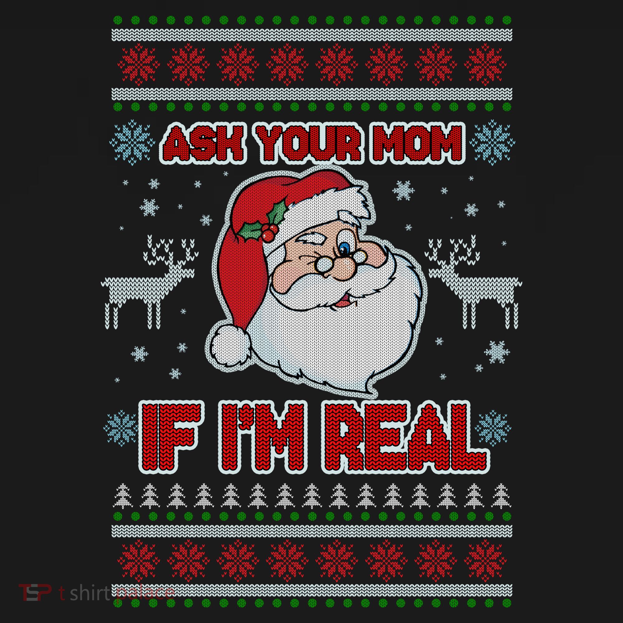 Funny Christmas Ugly Sweater Santa Ask Your Mom If I'm Real Women's Tank Top