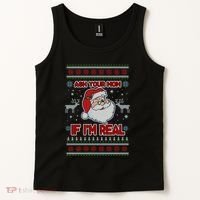 Funny Christmas Ugly Sweater Santa Ask Your Mom If I'm Real Tank Top thumb 2