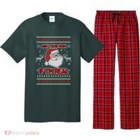 Funny Christmas Ugly Sweater Santa Ask Your Mom If I'm Real Pajama Set thumb 0