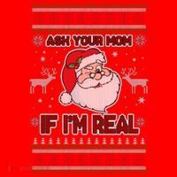 Funny Christmas Ugly Sweater Santa Ask Your Mom If I'm Real Santa Hat thumb 1