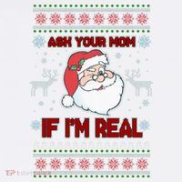 Funny Christmas Ugly Sweater Santa Ask Your Mom If I'm Real Comfort Colors Garment-Dyed Hooded Sweatshirt thumb 2