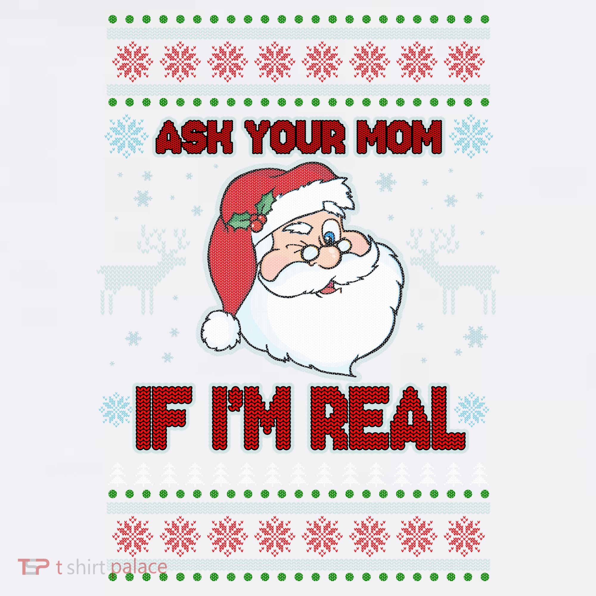 Funny Christmas Ugly Sweater Santa Ask Your Mom If I'm Real Comfort Colors Garment-Dyed Hooded Sweatshirt