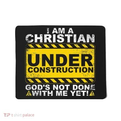 Funny Christian Under Construction Gift Catholic Women Mousepad