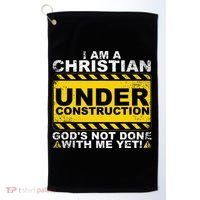 Funny Christian Under Construction Gift Catholic Women Golf Towel thumb 0
