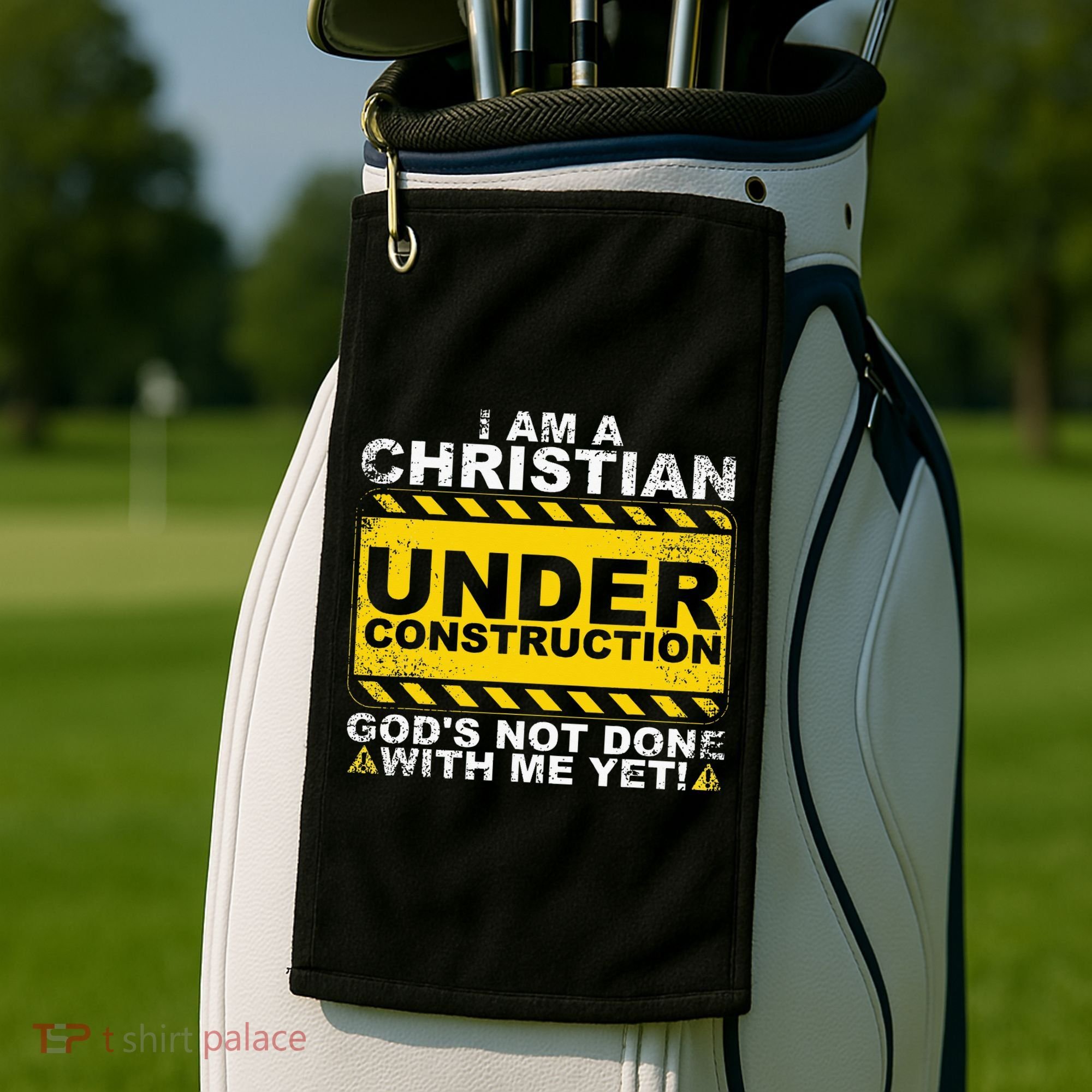 Funny Christian Under Construction Gift Catholic Women Golf Towel