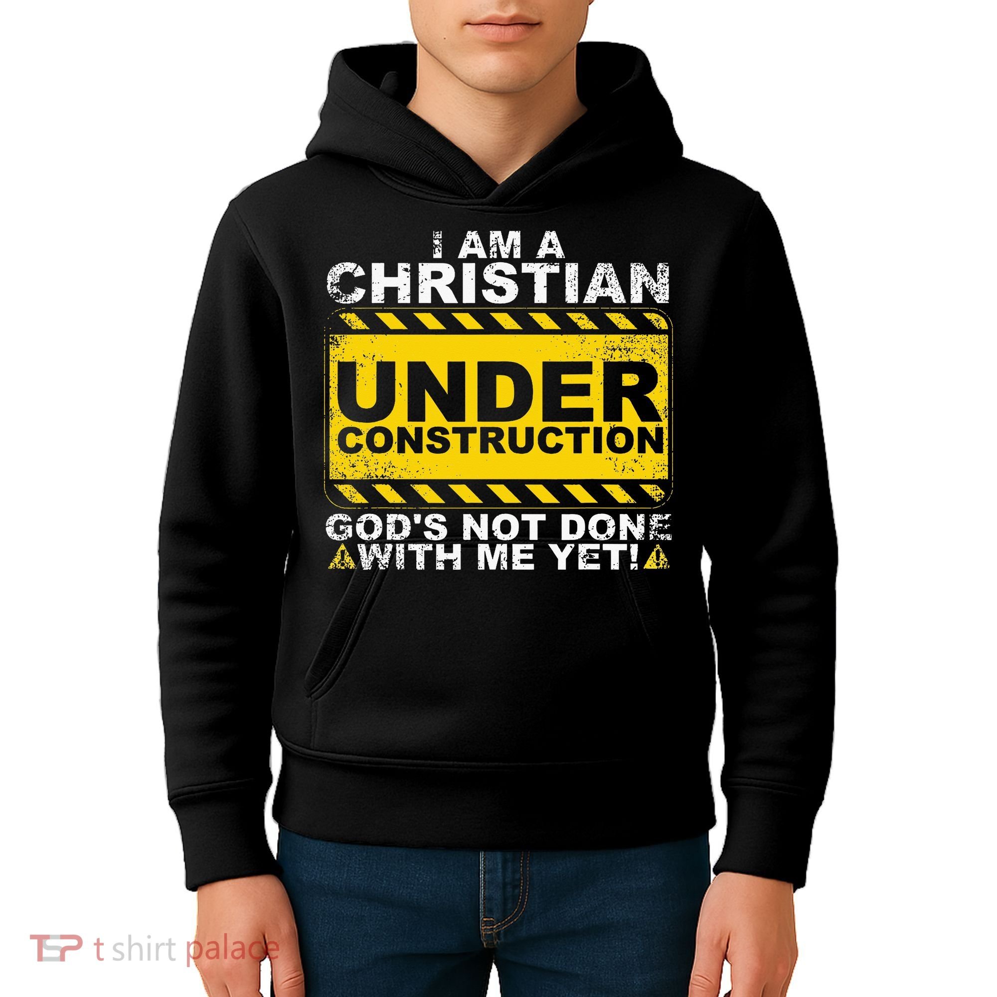 Funny Christian Under Construction Gift Catholic Women Kids Hoodie