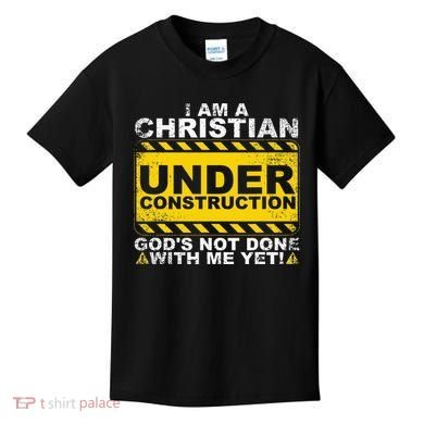 Funny Christian Under Construction Gift Catholic Women Kids T-Shirt